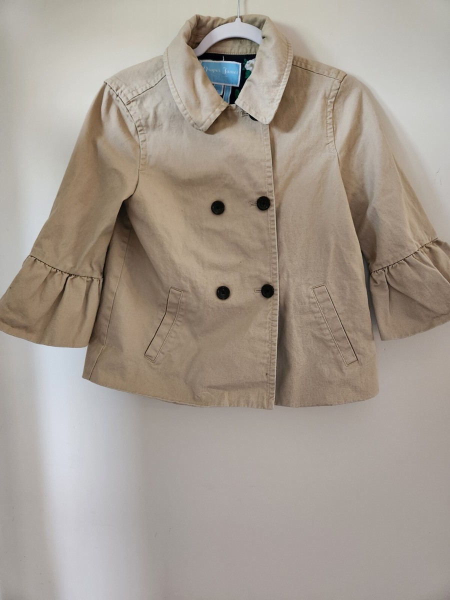 Draper James Casual Cropped Utility Khaki Jacket Pea Coat Womens