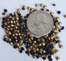 1440 Czech JET BLACK Gold Foiled Machine Cut EXTRA BRILLIANT CHATONS~SS12/24PP