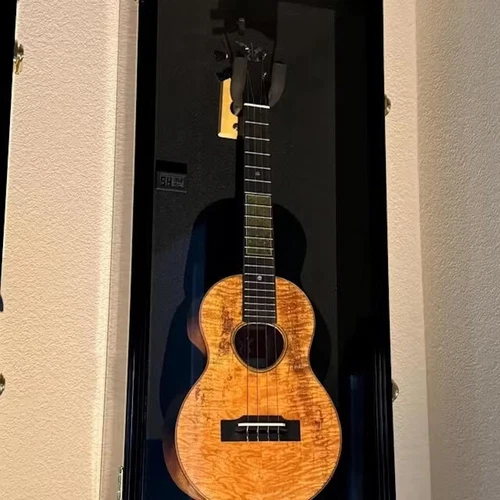 Ukulele Display Case Violin Fiddle Mandolin Black Wood Cabinet Wall Holder Rack