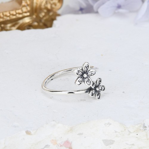Schimmerndes Paar Zirkonia Blume Sterlingsilber verstellbar Ring - 8 - Bild 4 von 7