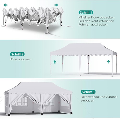 3x6m Klappzelt Festzelt Faltpavillon Partyzelt Pavillon Garten mit 6 Seitenteile - Bild 20 von 28