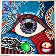 Original Signed Painting Artist Pamela Vandervelde Gatsby Eye Dream New Age Spac