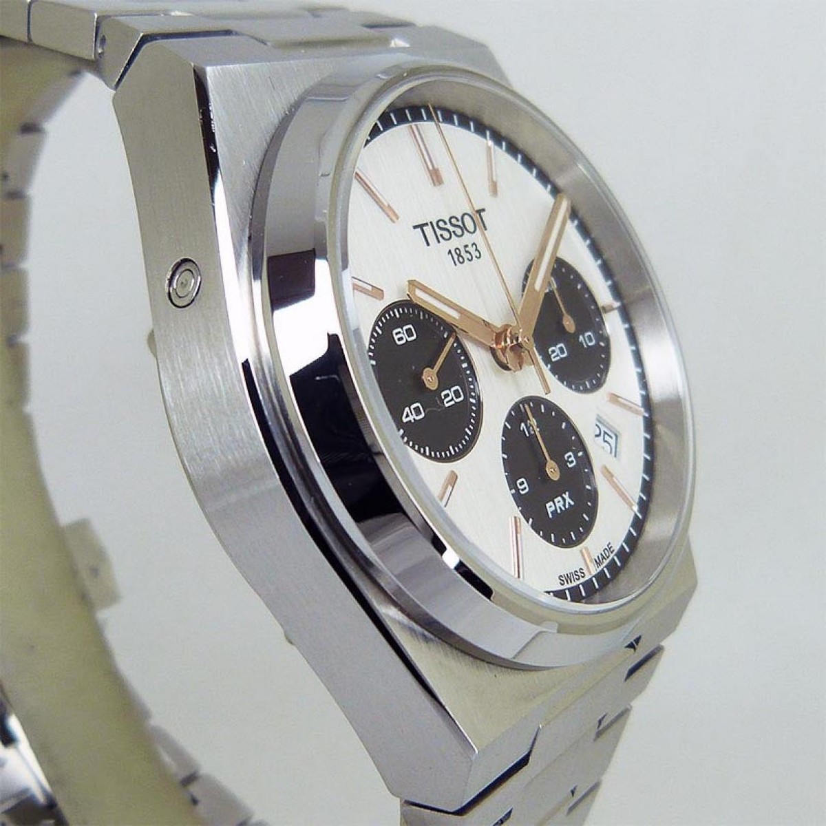 TISSOT ホワイト 時計 TISSOT PRX CHRONO 42MM SS AUTO Silver/White Dial Men's Watch