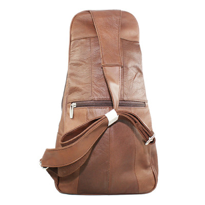 Genuine Leather Sling Bag - Vintage Handmade Crossbody & Backpack Convertible Daypack, Brown Medium