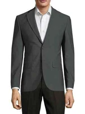 Saks Fifth Avenue Classic Wool Jacket, 2 Button, Notch lapels, Grey, 40L, NWT