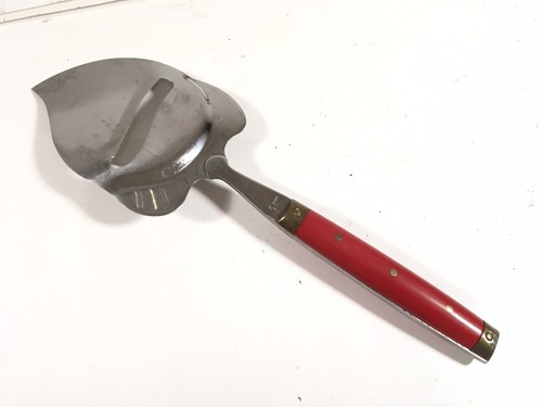 Vtg Cheese Slicer Plane Stainless Steel Japan Wood Handle w Rivets Red Handle - Picture 4 of 7