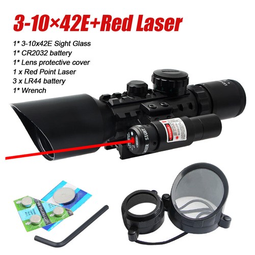 2.5-10X40/3-10X42E illuminated Mil-dot Reticle Riflescope Optics Scope&Red Laser - Picture 8 of 16