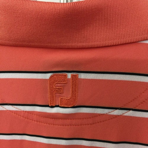 Footjoy FJ Men's L Pink Black White Stripes Stretch Polo Golf Active Shirt - Picture 5 of 6