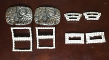4 Vintage Pair Rhinestone And 50 s Shoe Buckles