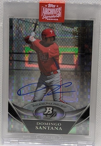 DOMINGO SANTANA 2019 Topps Archives 2011 Platinum X-Fractor AUTO SP 1/1 Phillies - 第 1/2 張圖片