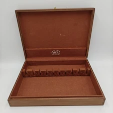 Vintage MCM Helzberg Jewlery Wooden Silverware Flatware Storage Chest Box RARE