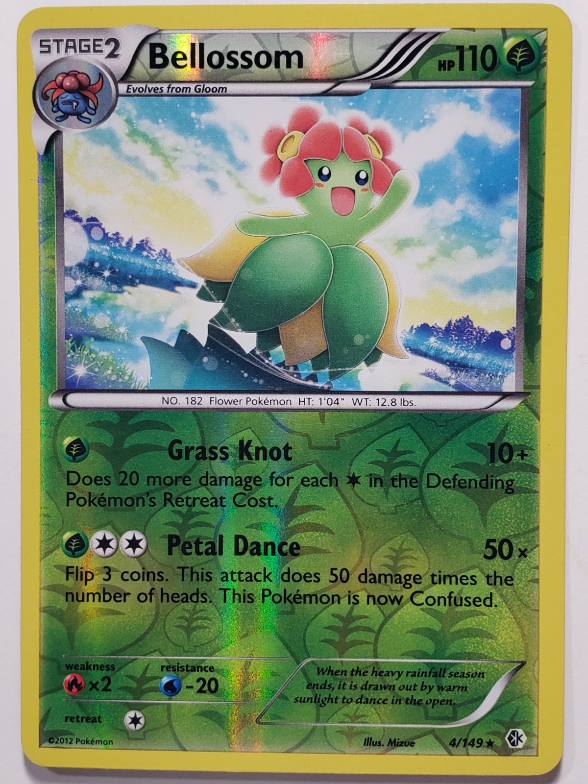 REVERSE HOLO Bellossom 4/149 LP - Boundaries Crossed Pokemon Card Mizue Art