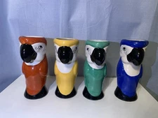 Vintage Ceramic Tropical Red Parrot Bird Tiki Bud Vase Macaw Cup Planter