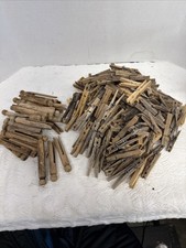 Vtg Mixed Lot of 215 Wooden Clothes Pins Crafts 33-.5  Round Tops
