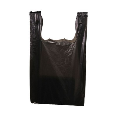 SSWBasics Black Plastic T-Shirt Bags, 11 ½  x 6  x 21 , Case of 1,000, Durable