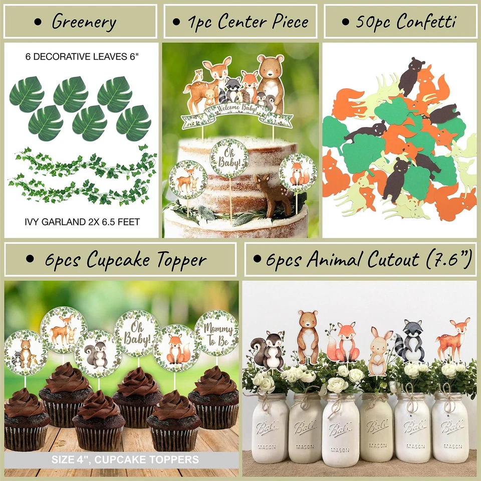 268 Piece Woodland Baby Shower Decorations for Boy Or Girl Kit | Gender Neutr... - Image 4 of 4