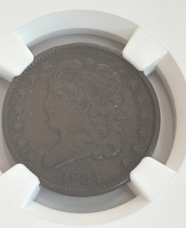1834 1/2 Cent CLASSIC HEAD NGC C-1 VF  Very Fine Condition 20 BN 192 yr old Coin