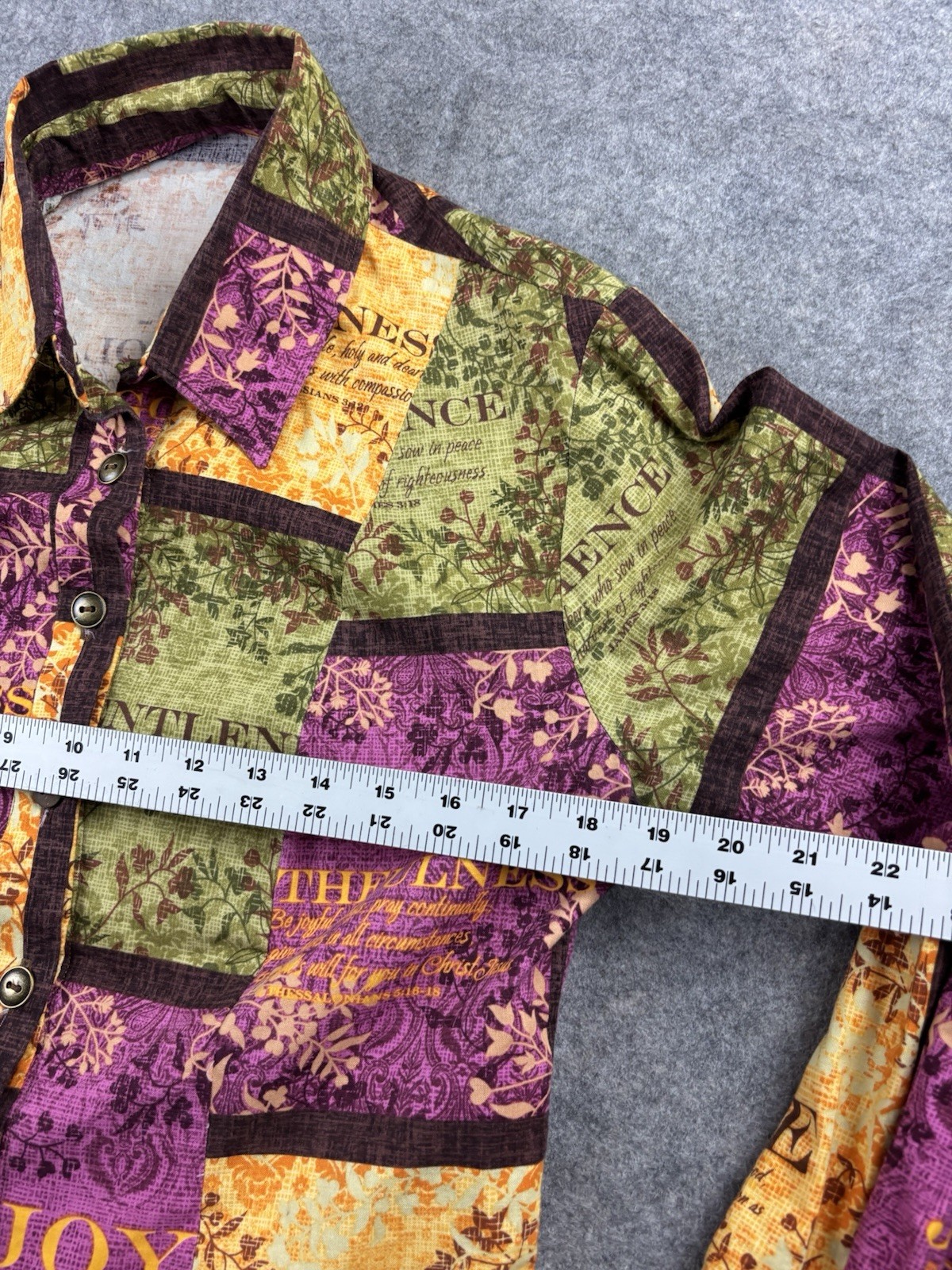 VTG Handmade patchwork-style button-down shirt Fr… - image 6