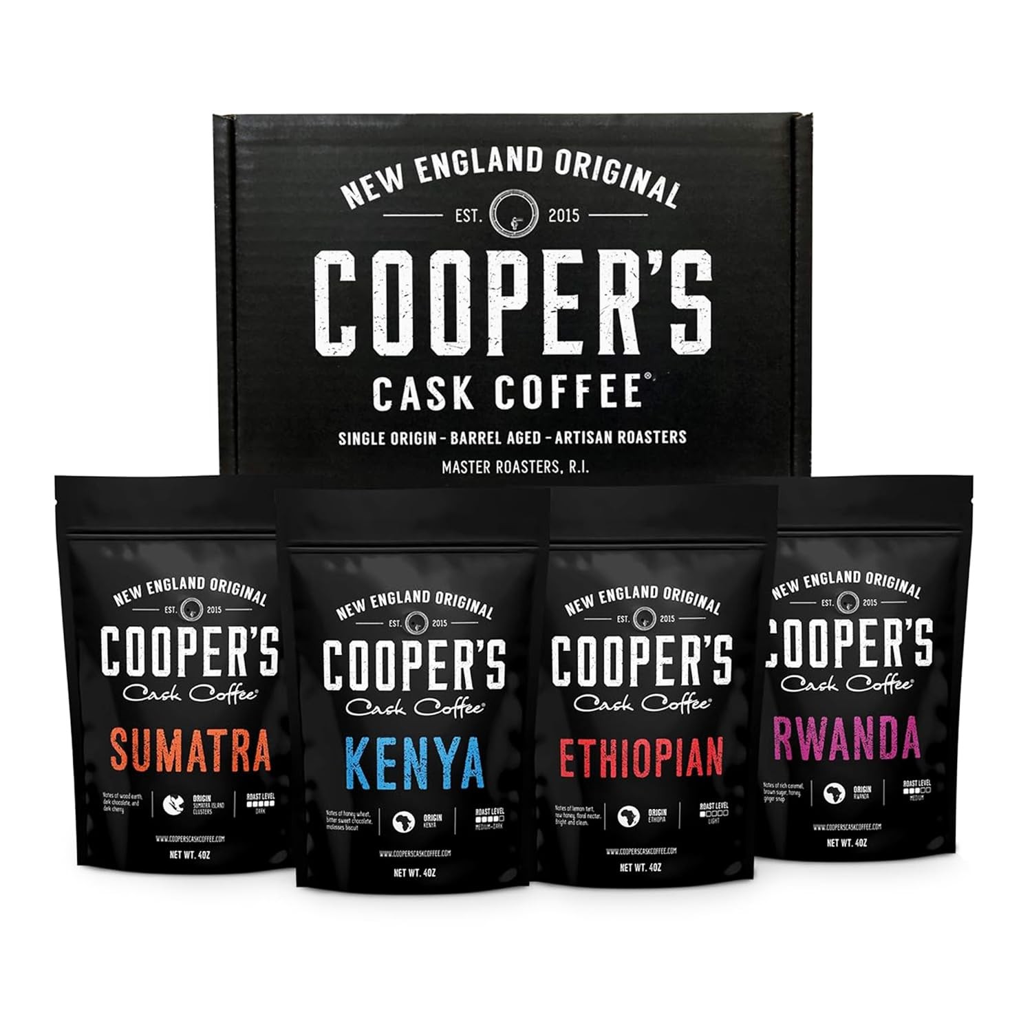Gourmet Coffee Sampler Gift Box Set Roasted Beans Whole Bean