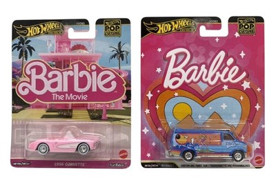 Hot Wheels Barbie Premium Lot 1956 Corvette + Custom GMC Panel Van Pop Culture