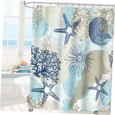 Beach Ocean Themed Cute Nautical Shower Curtains 72"W x 72"L Pack of 1 Blue
