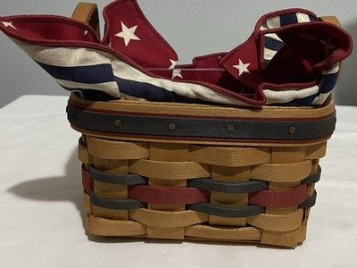 1993 Longaberger Proudly American All Star Basket-Leather Handles, Liner, Protec