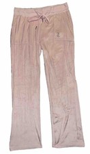 Juicy Couture Pink Velour Y2K Rhinestone Spell Out Casual Sweat Pants Large
