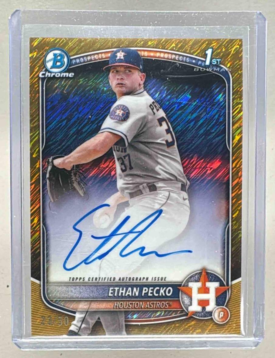 Ethan Pecko 2025 Bowman Chrome #CPA-EPE Gold Shimmer Refractor Auto 1st RC /50