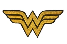 WONDER WOMAN - SUPERHERO - DC COMICS - GOLD 4" Embroidered Sew/Iron On Patch