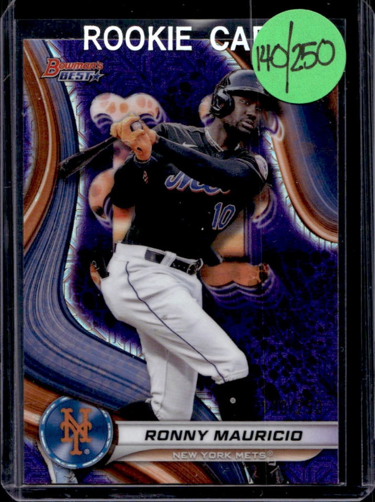 2024 Bowman's Best Ronny Mauricio Purple Mojo Refractor Rookie RC #140/250 Mets