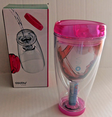 Asobu Ice Vino 2 Go Insulated Wine Tumbler Pink Lid Wine To Go Spill Proof