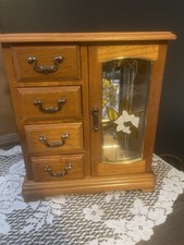 Wood Jewelry Box Organizer Chest 4 Drawers Li...