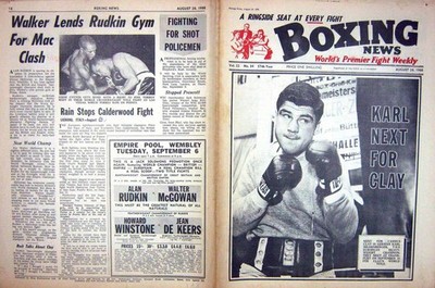 Alter Vintage Druck Boxen 1966 Karl Mildenberger Baumwolle Sarron Armstrong 20.