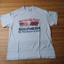 Vintage American By Birth Southern Pride God Religion T Shirt Single Stitch...