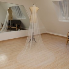 Pearls Tulle Wedding Veil Irregular Pearls Design Wedding Veil Cathedral Veil