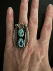 Vintage Navajo Diné Sterling Silver Turquoise Ring Signed MC Mary Chavez