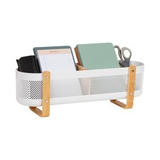 1 PCS White And Brown Divided Storage Basket With Legs Accessory Holder