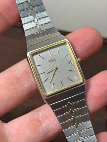 Vintage Seiko Watch Men 6539-5039 Silver Gold Tone Date 28mm Tank - For Repair