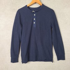 Goodfellow Shirt Mens Small Navy Blue Henley Standard Fit Cotton Blend Casual