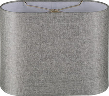 Contemporary Silver Grey Oval Spider Lamp Shade - 13.5" Wide, 10.5" Tall