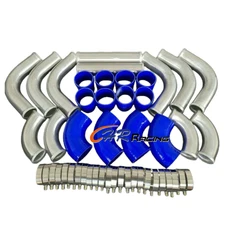 12 PCS 2.5" 64MM Aluminum Turbo Intercooler Pipe Kits+ Blue silicone Hose+Clamp