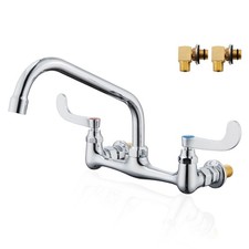 Wall Mount Commercial Sink Faucet Long Handles Wall Mounted Kitchen Faucet 8 ...