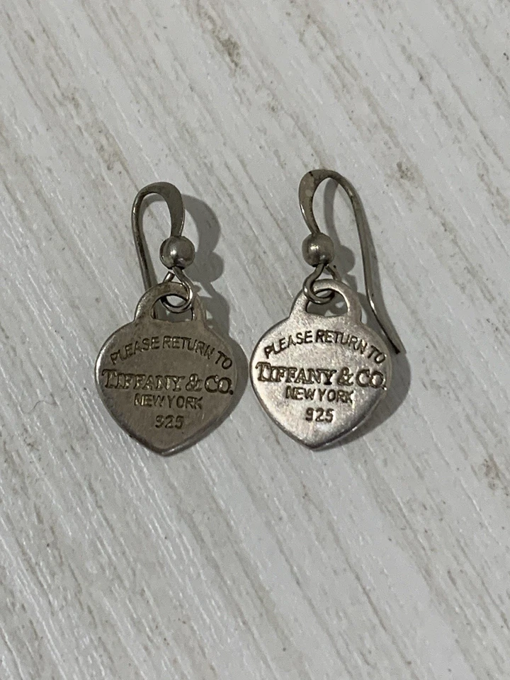 Orecchini pendenti cuore argento 925 piccoli 2,7 cm vintage - Immagine 2 di 4