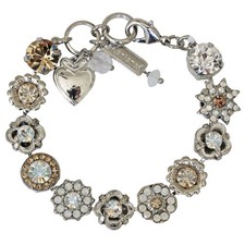 Mariana Rhodium Plated Champagne Caviar Spring Floral Moonlight Crystal Bracelet