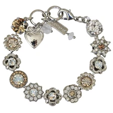 Mariana Rhodium Plated Champagne Caviar Spring Floral Moonlight Crystal Bracelet