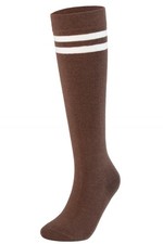 JCOPGWI Women's Knee High Striped Long One Size, Coffee With White Stripes