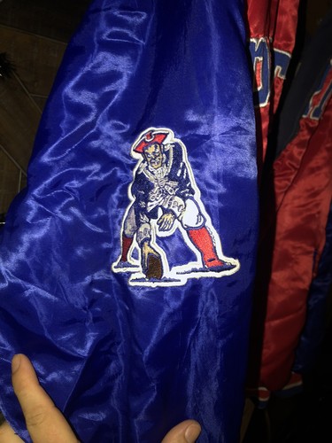 Chaqueta de bombardero reversible XXL New England Patriots para hombre roja azul NFL vintage - Imagen 6 de 20