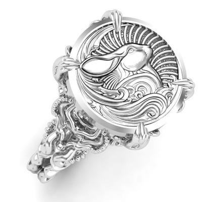 925 Sterling Silver Viking Celtic Rabbit Ring for Women Bunny Animal Jewelry
