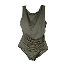 Lands' End Women's 8 Rich Coffee One Piece Ruched Tummy Control Swimsuit