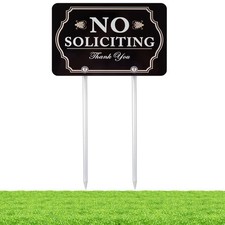 Kichwit No Soliciting Sign for House with Stakes, 12 x 8 12" x 21", Black